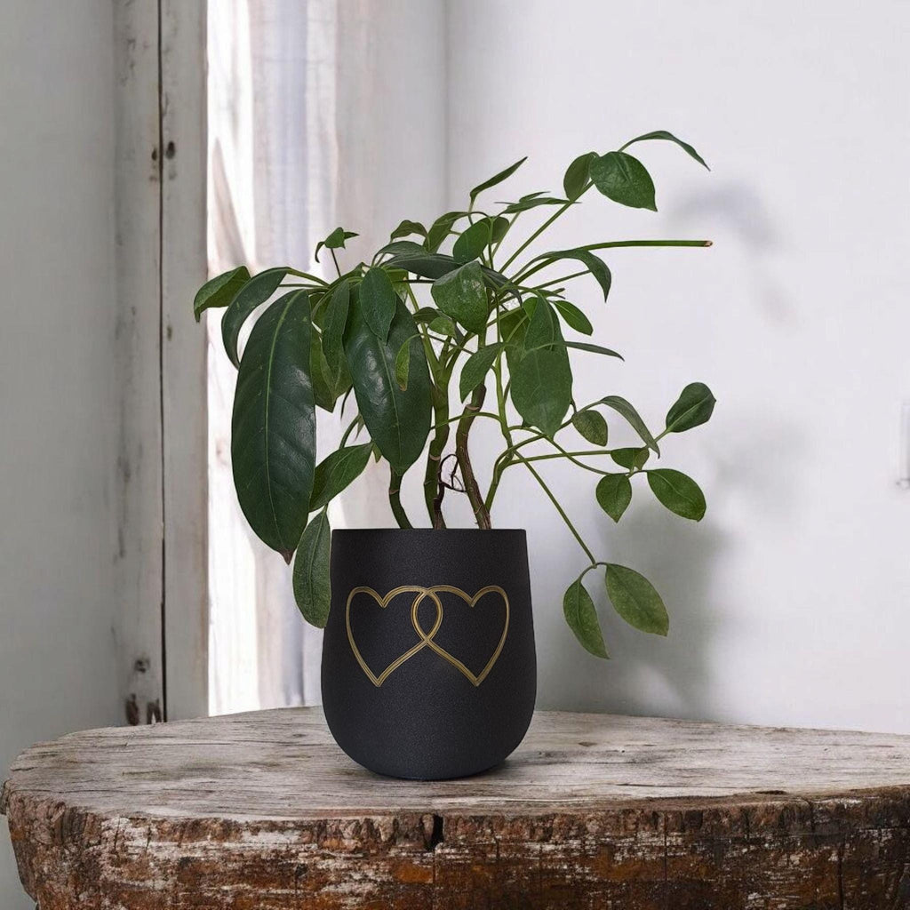 Modern Rounded Plant Pot – "Two Hearts" Design for Special Moments