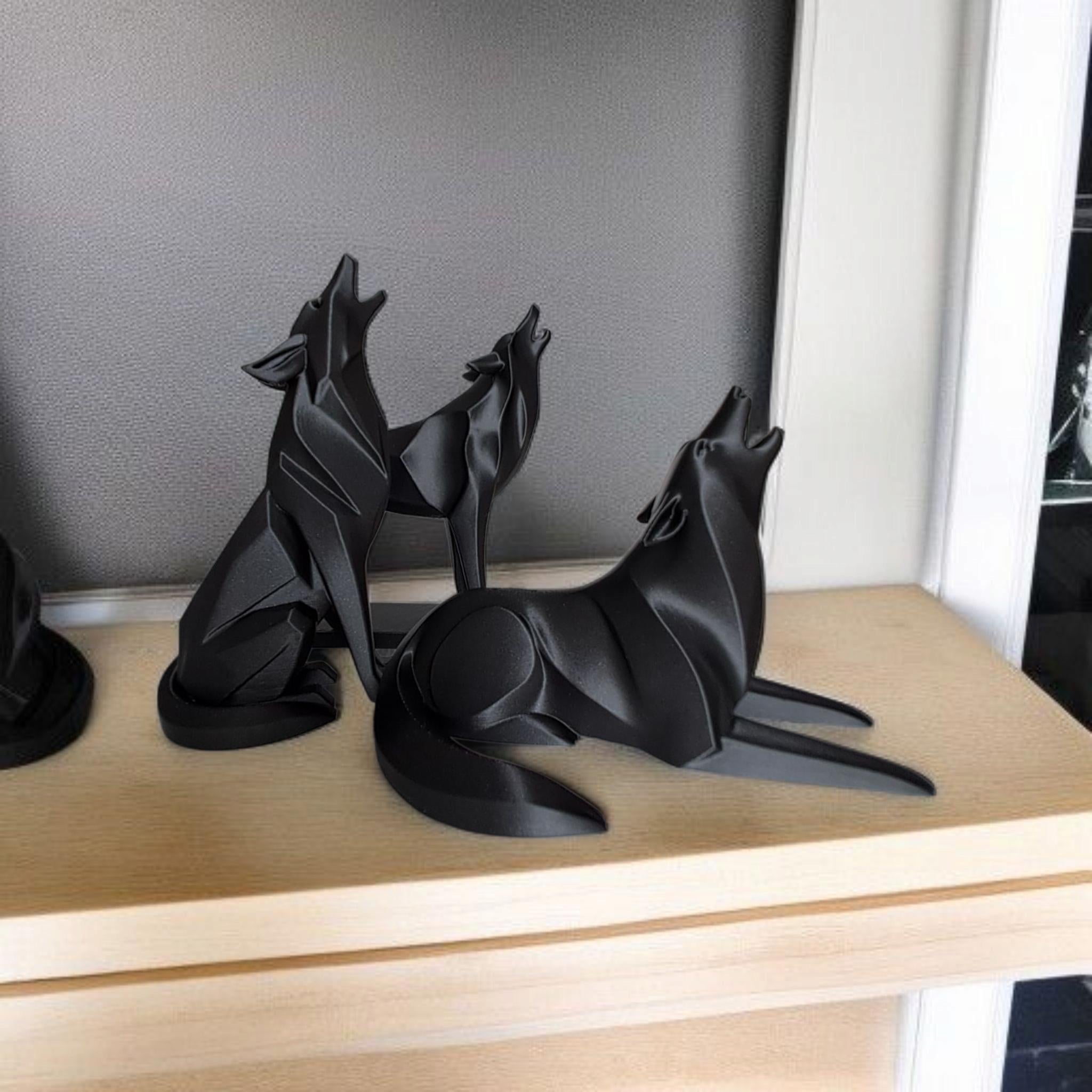 Modern Minimalist Low Poly Wolf, Standing