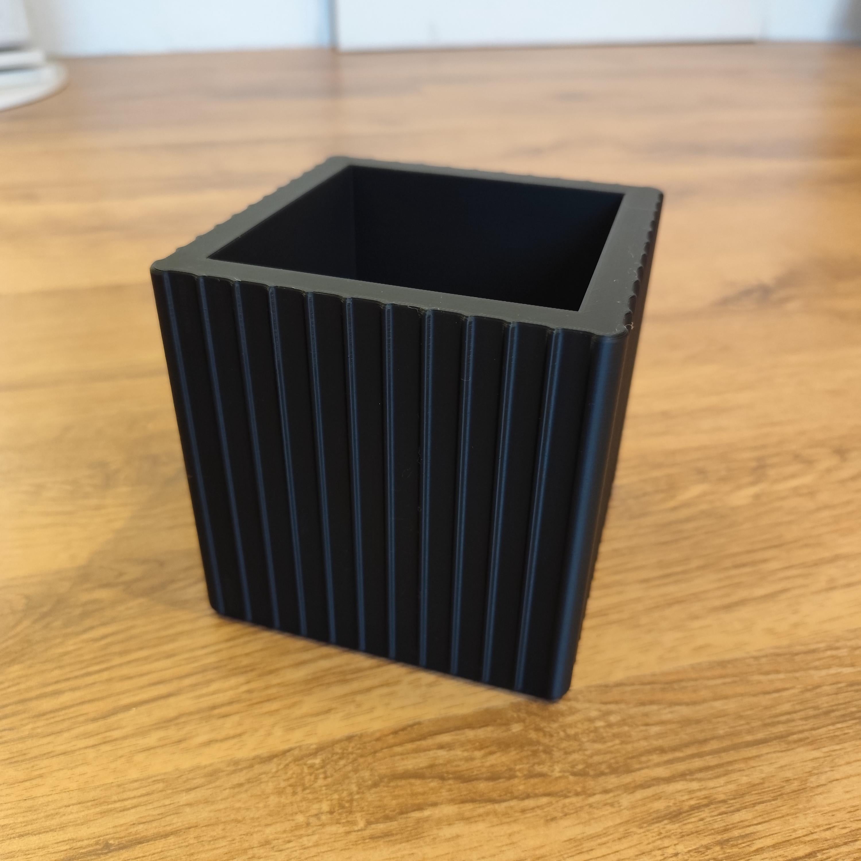 Kitchen Utensil Holder – “Just a Square” with Modern Ribbed Style