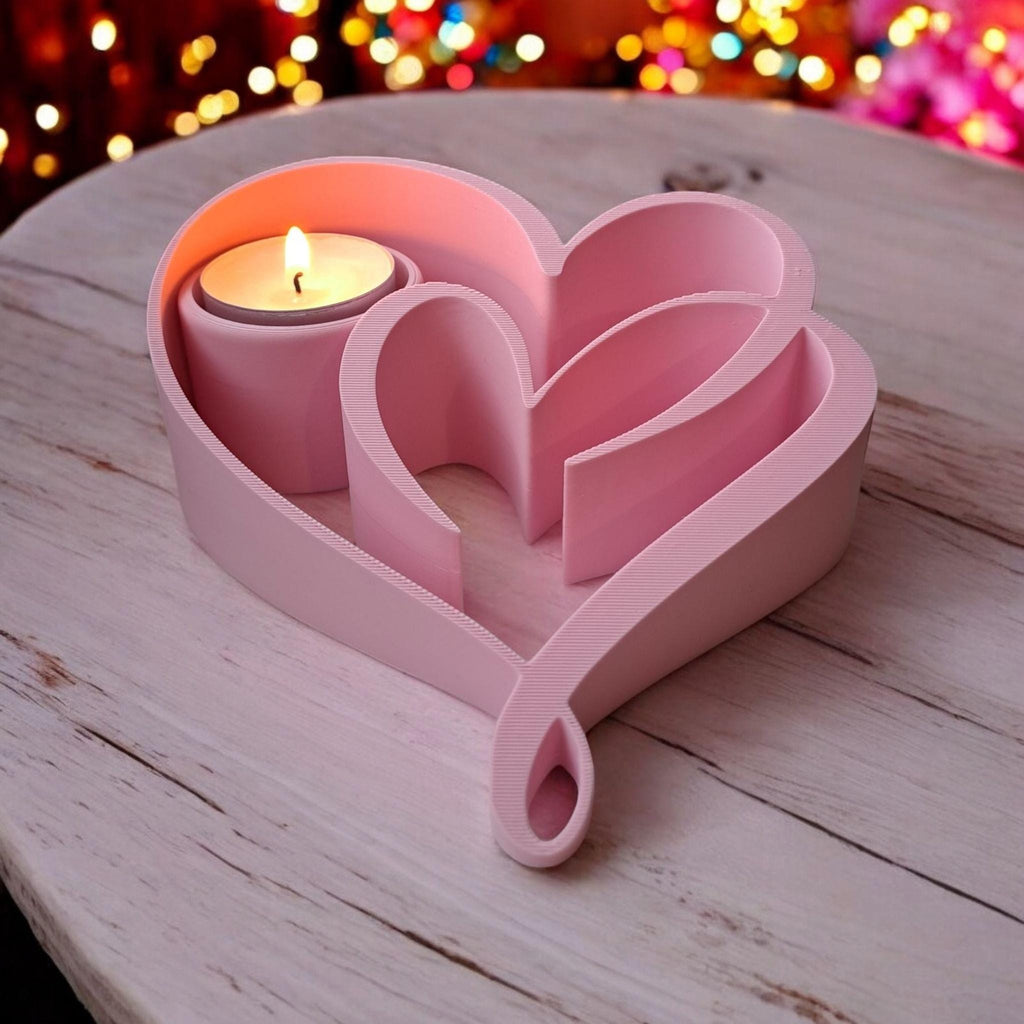 Two Hearts Romantic Tealight Holder with Free LED Tealight