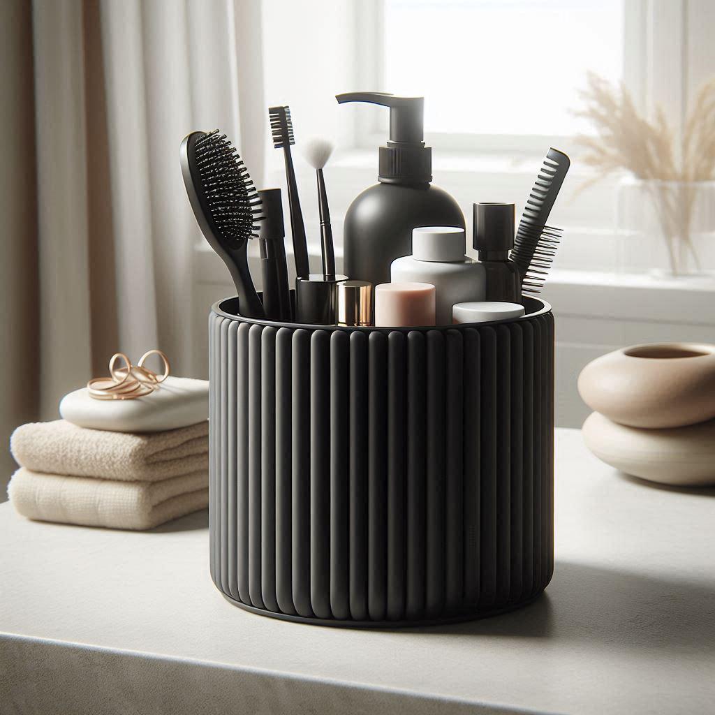 Modern Ribbed Organizer – Elegant Storage for Bathroom or Desk