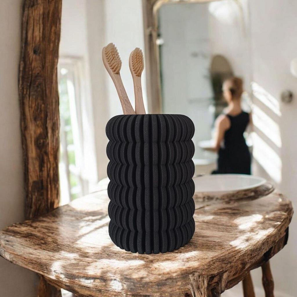 Ribbed Ring Pencil or Toothbrush Cup – Bold Design, Solid Feel
