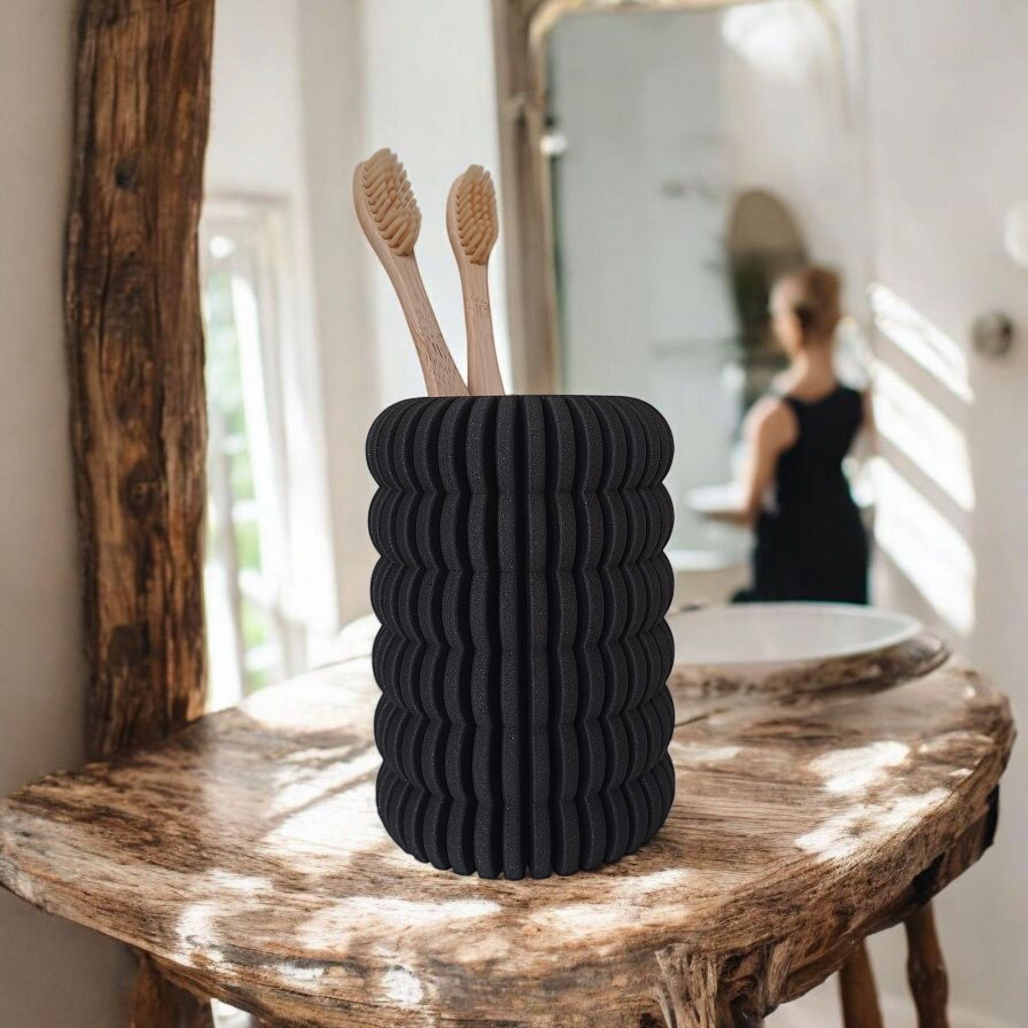 Ribbed Ring Pencil or Toothbrush Cup – Bold Design, Solid Feel