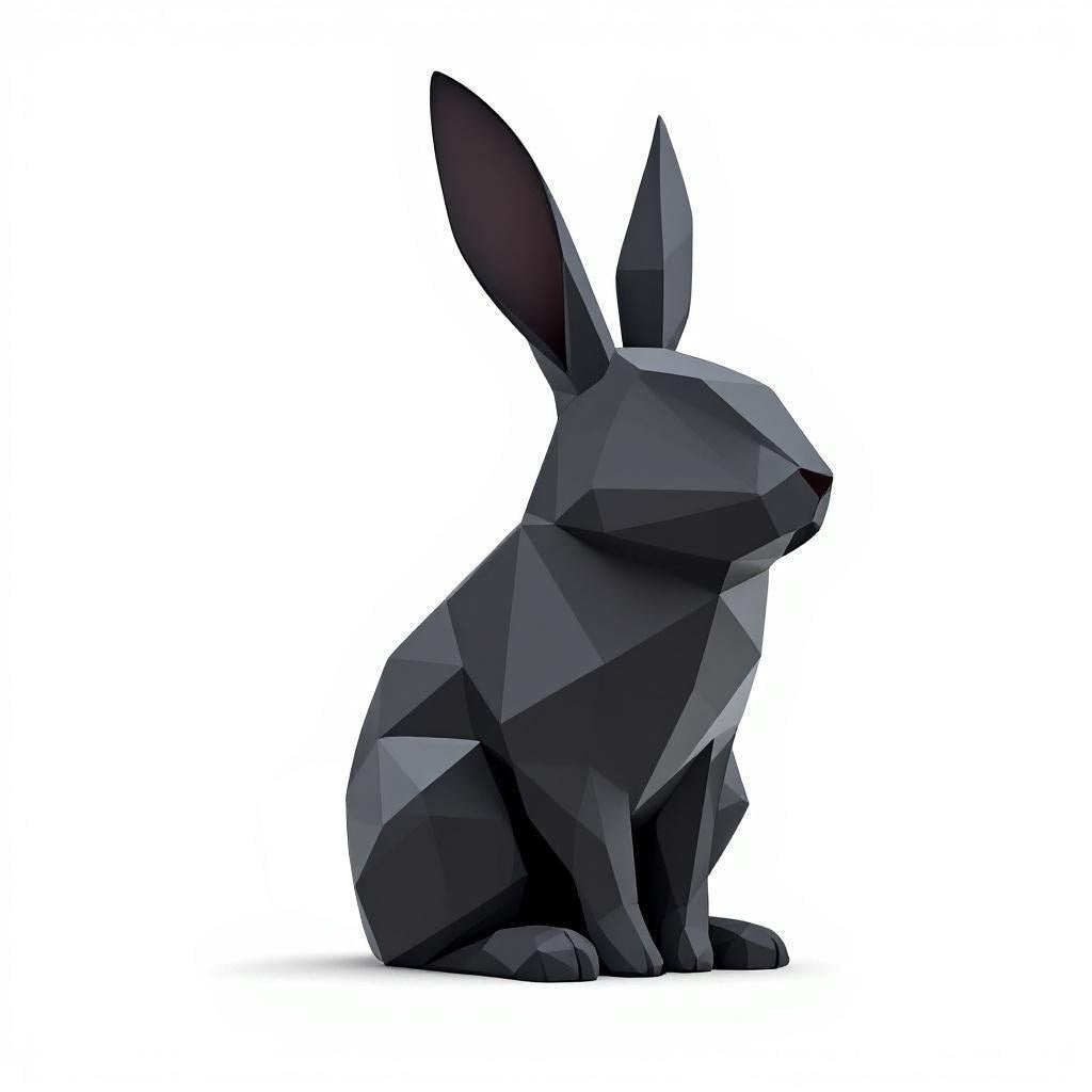 Low Poly Rabbit Sculpture: Modern Minimalist Animal Art