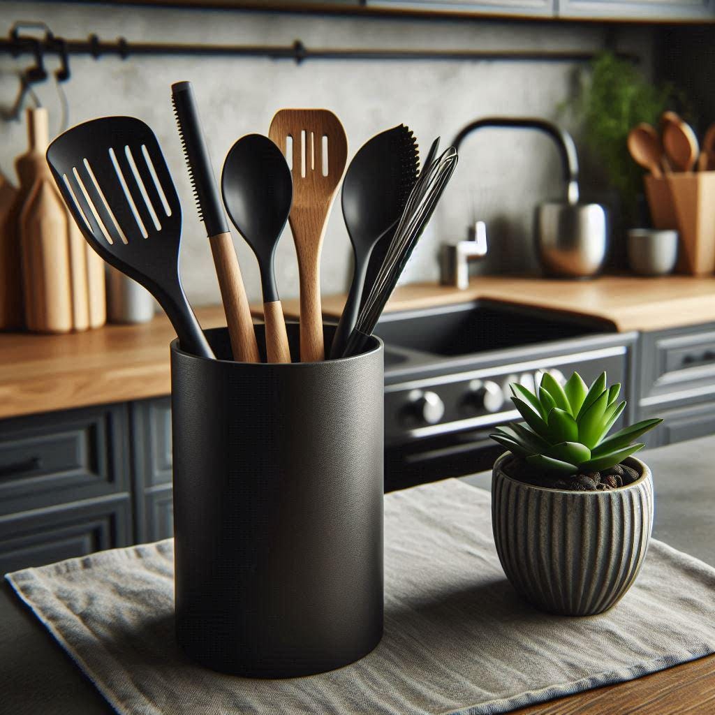 Modern Round Kitchen Utensil Holder – Simple, Stylish, and Practical