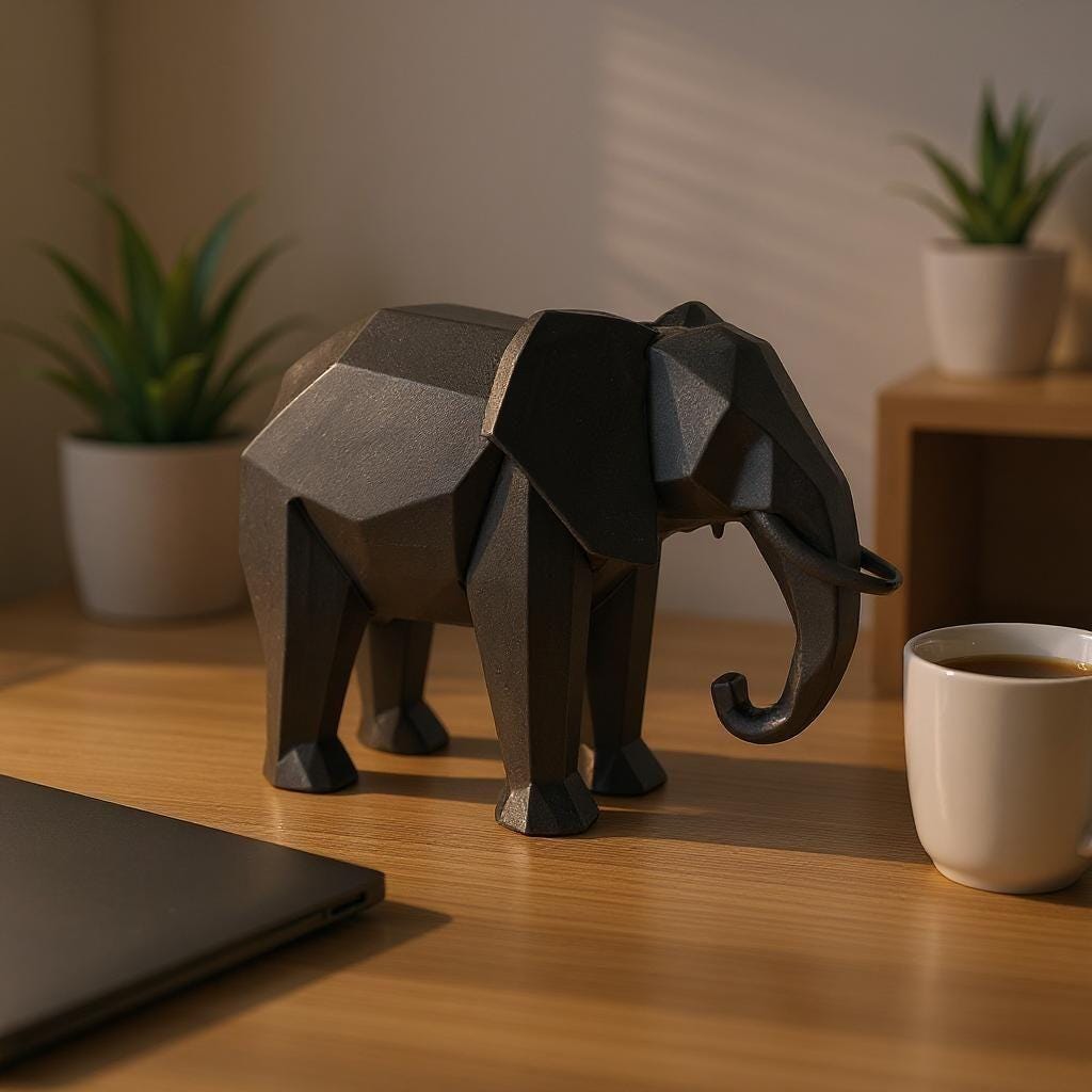 Modern Minimalist Low Poly Elephant