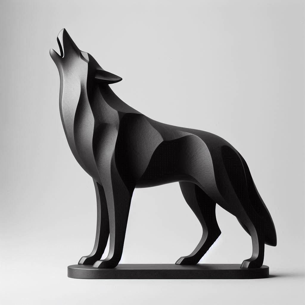Modern Minimalist Low Poly Wolf, Standing