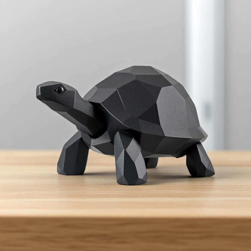 A modern low-poly walking turtle — minimalist design meets nature’s charm.