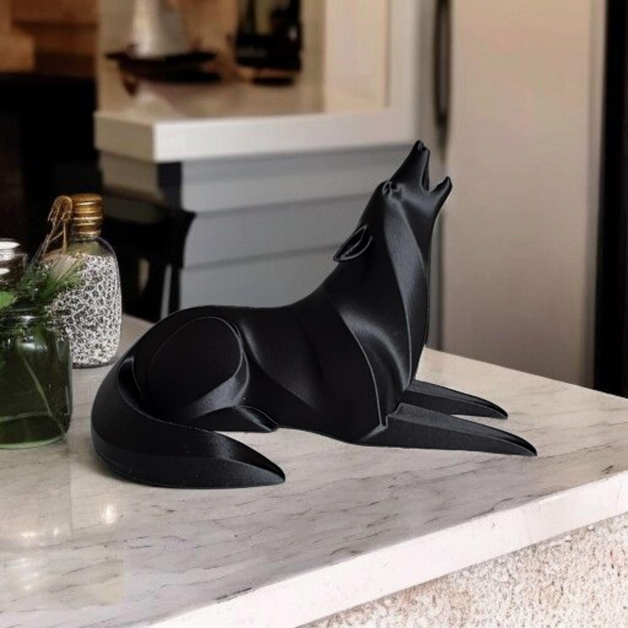 Modern Minimalist Low Poly Wolf, lying down