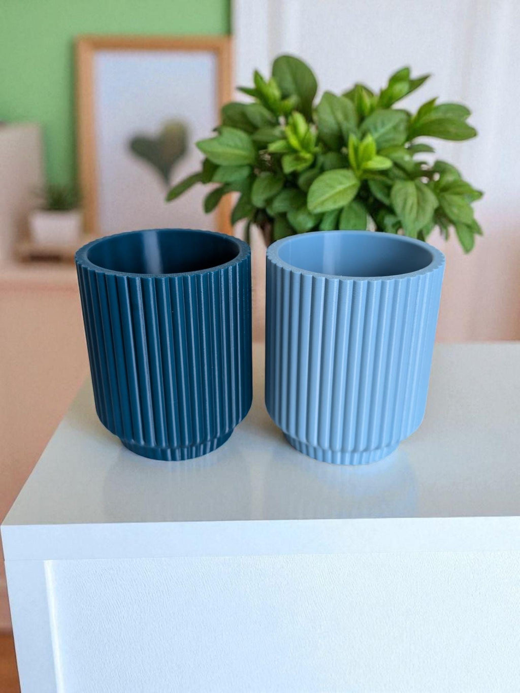 Ribbed Toothbrush Cups – Set of 2, Modern and Versatile