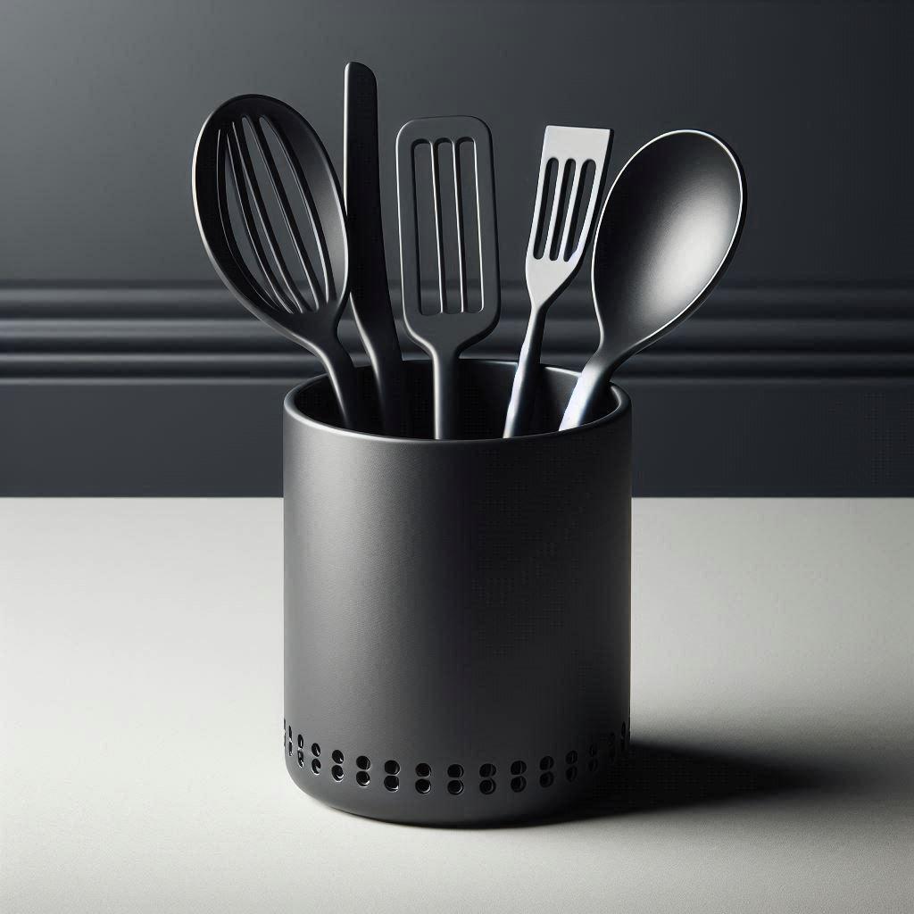 Modern Kitchen Utensil Basket – With Unique Hole Detail
