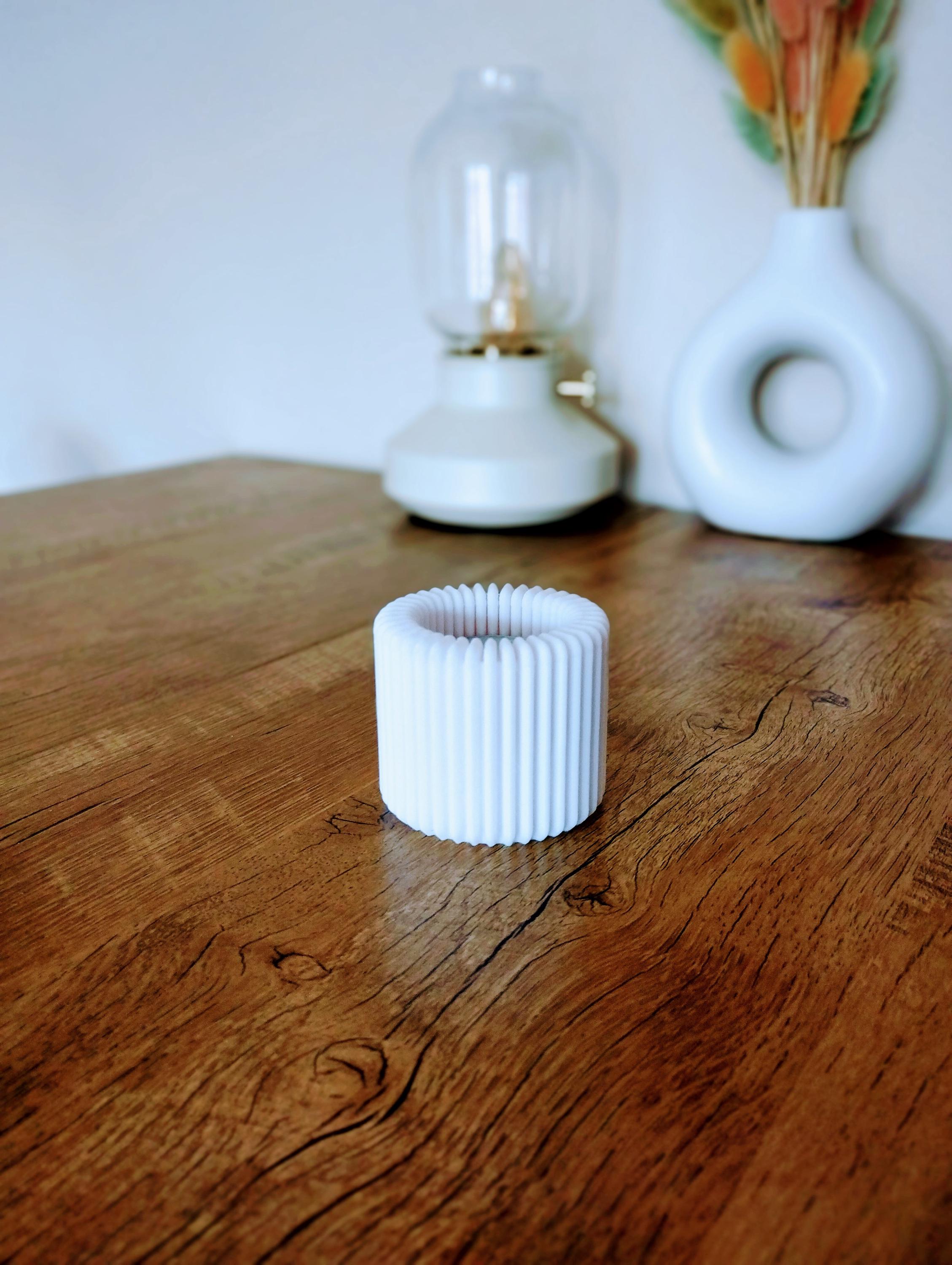 Modern Ribbed Design Candle, Tealight Holders, Set of two.