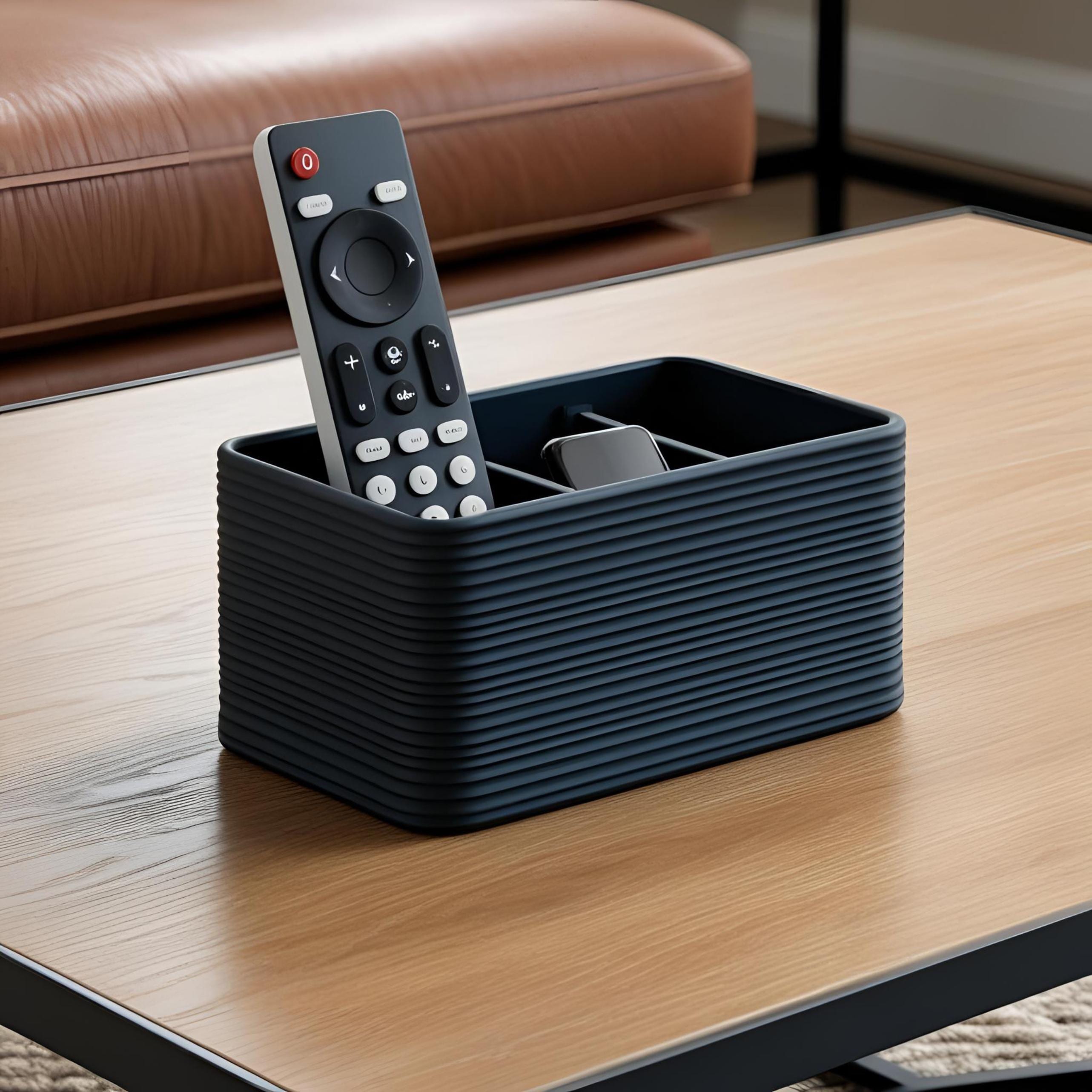 Ribbed Remote Control Holder – Modern Caddy for Everyday Essentials