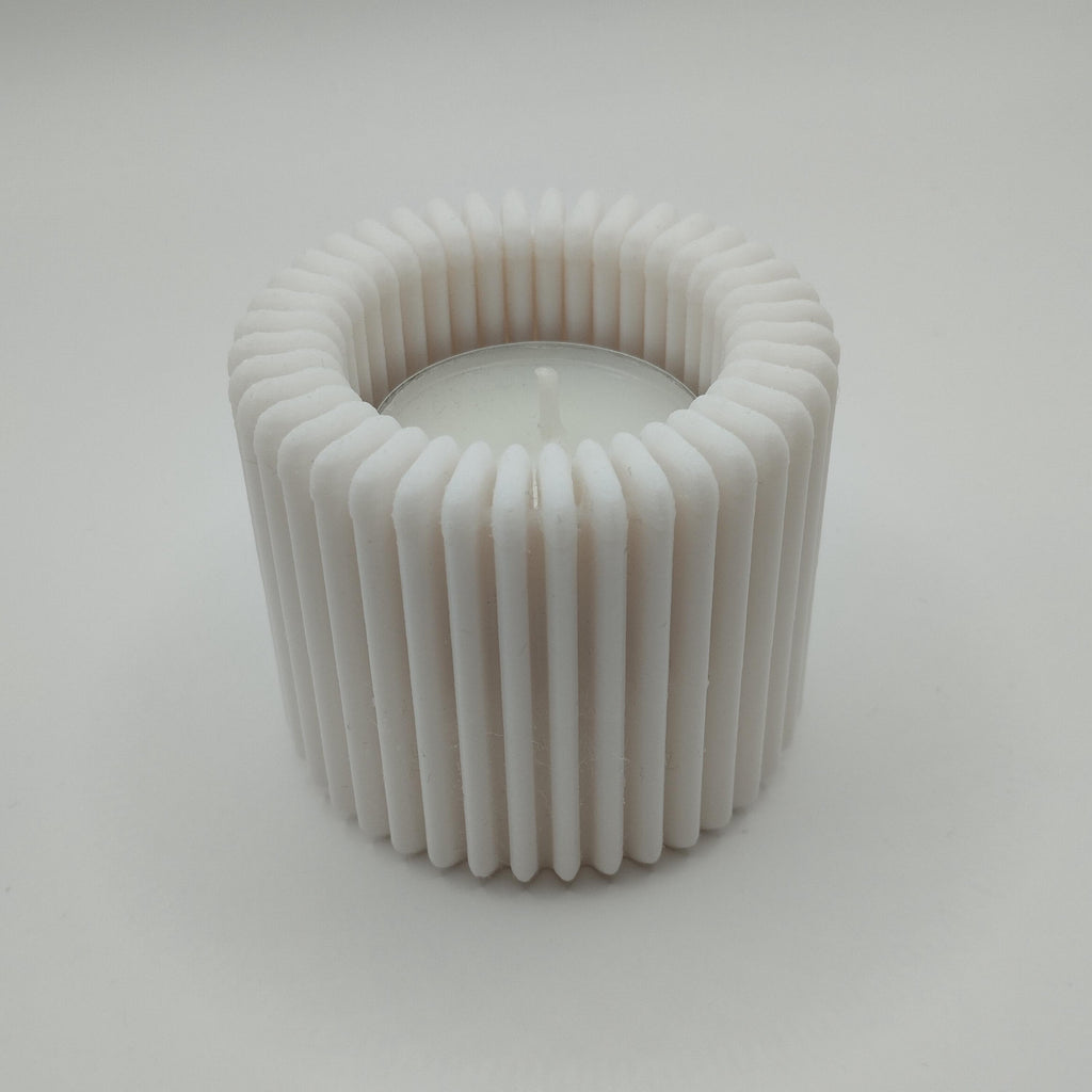 Modern Ribbed Design Candle, Tealight Holders, Set of two.