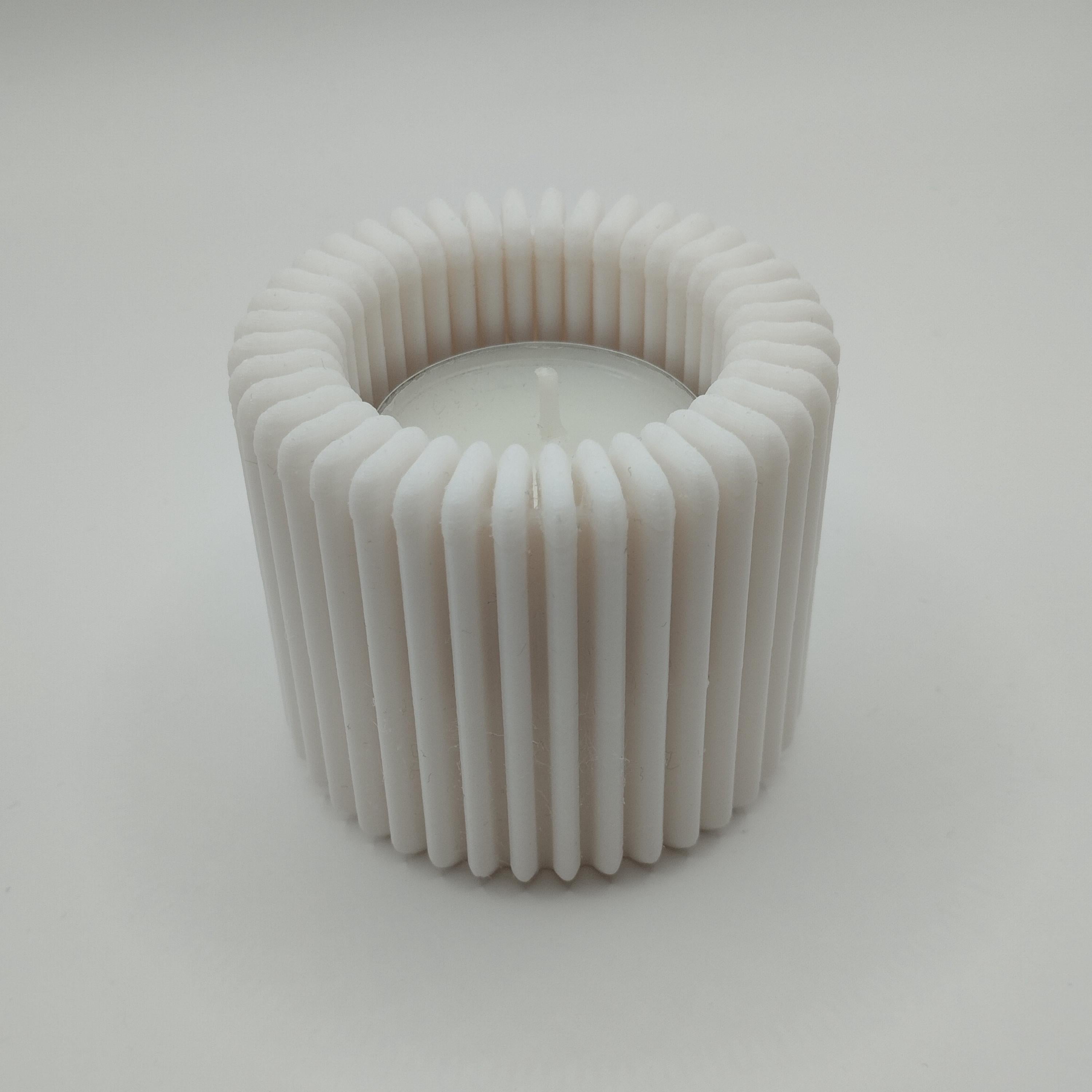 Modern Ribbed Design Candle, Tealight Holders, Set of two.