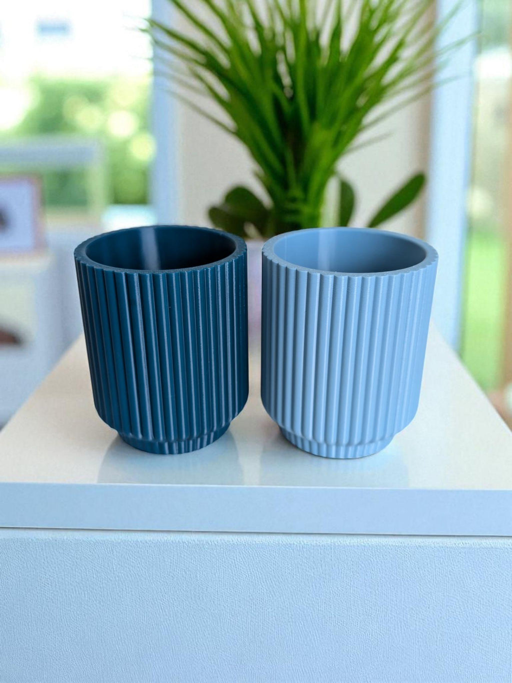 Ribbed Toothbrush Cups – Set of 2, Modern and Versatile
