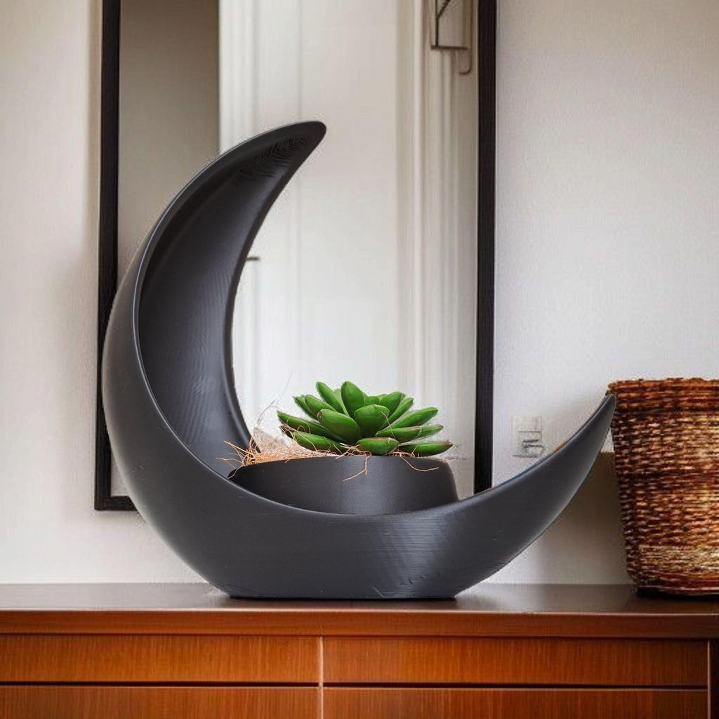 Crescent Moon With Integrated  Elliptical Plant Pot