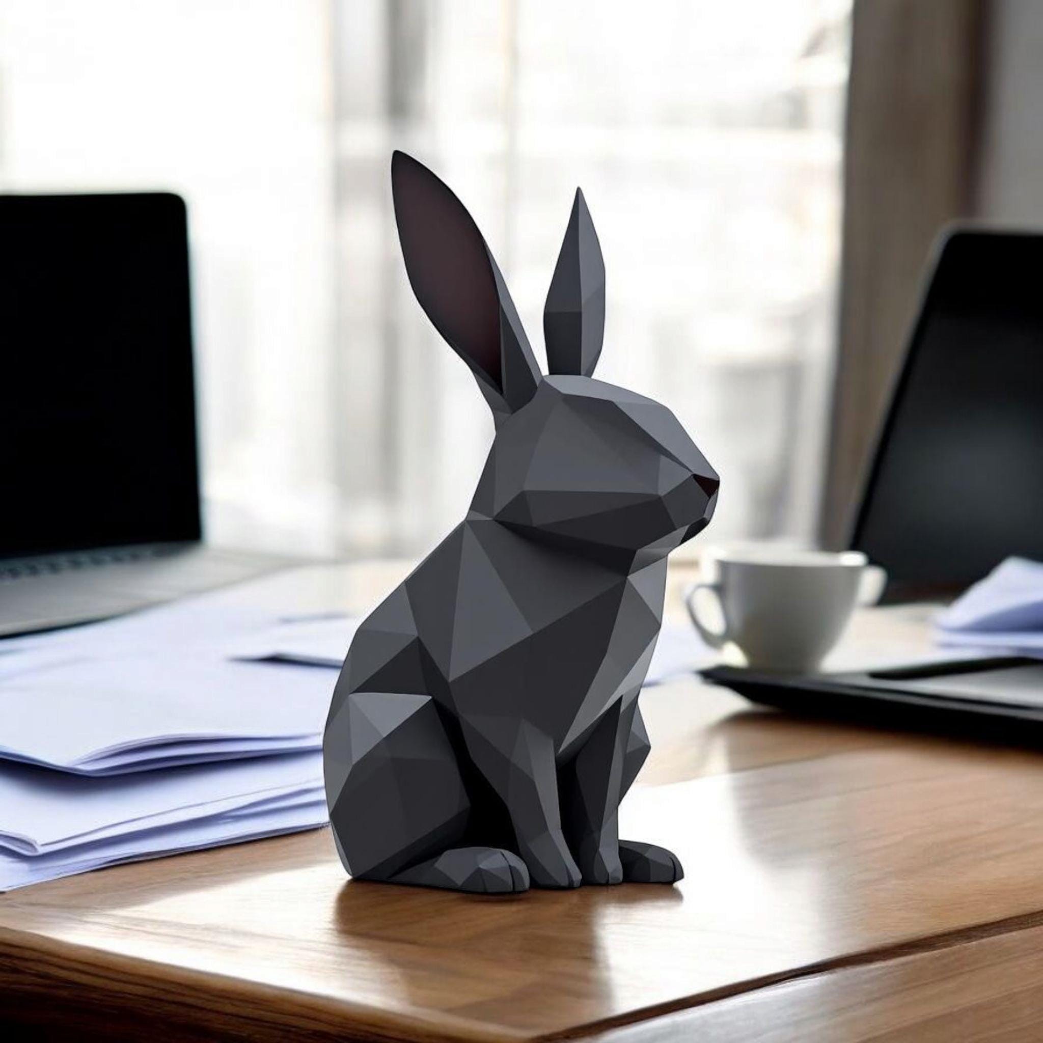Low Poly Rabbit Sculpture: Modern Minimalist Animal Art