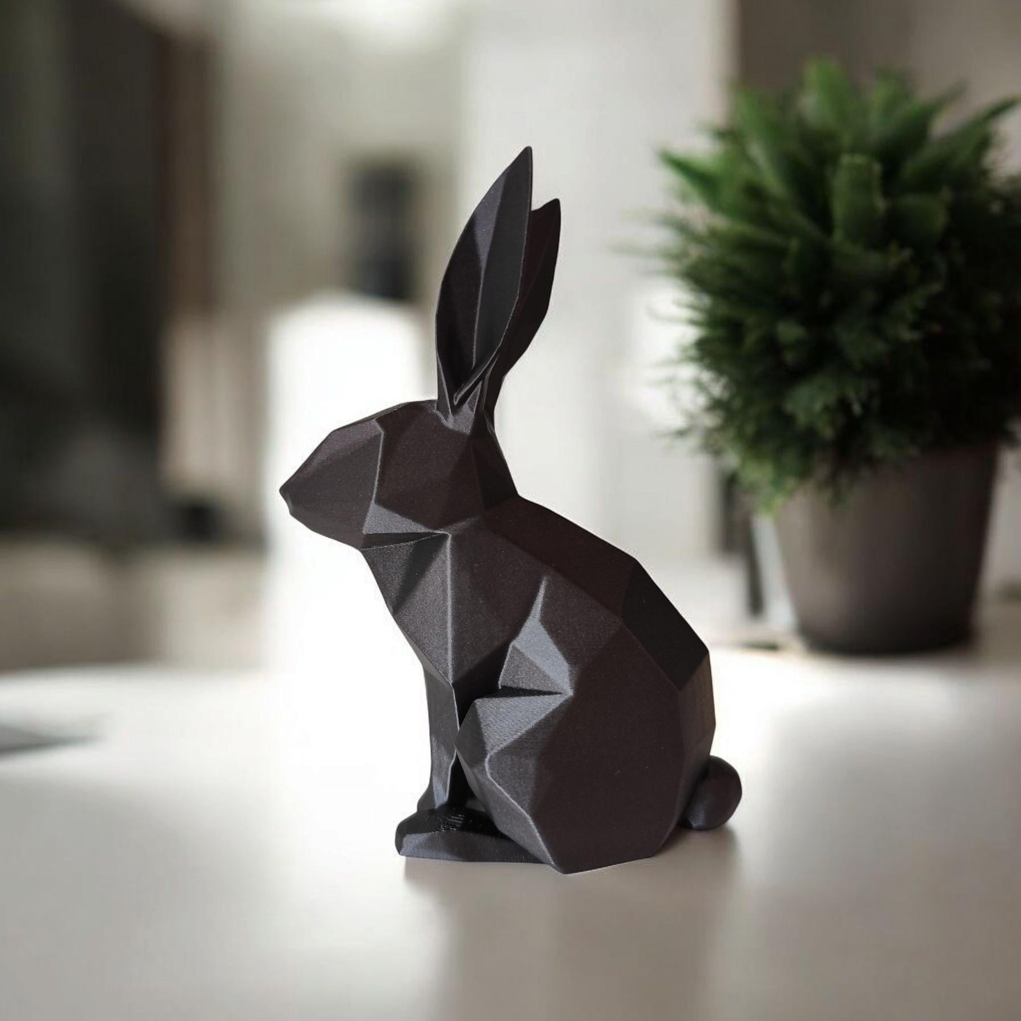 Low Poly Rabbit Sculpture: Modern Minimalist Animal Art