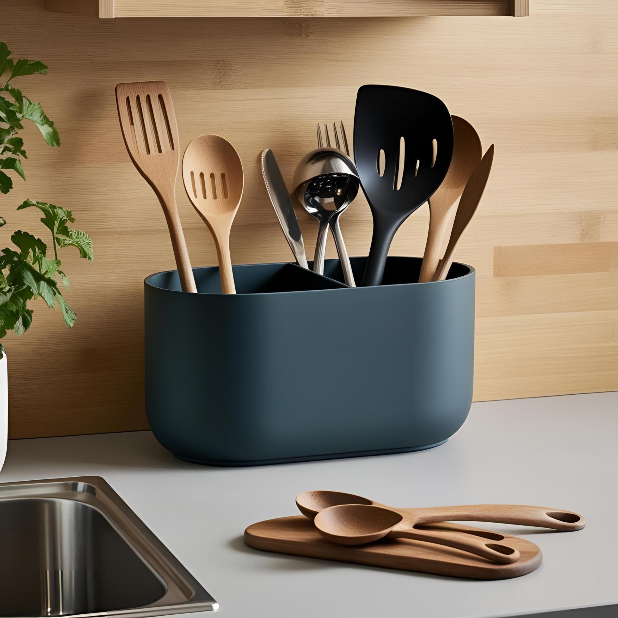 Modern Utensil Holder – Double-Compartment Design for Stylish Organisation