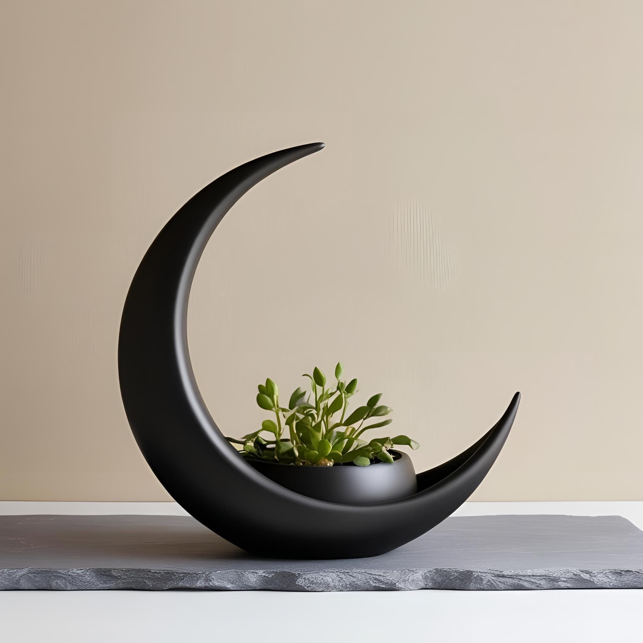 Crescent Moon With Integrated  Elliptical Plant Pot