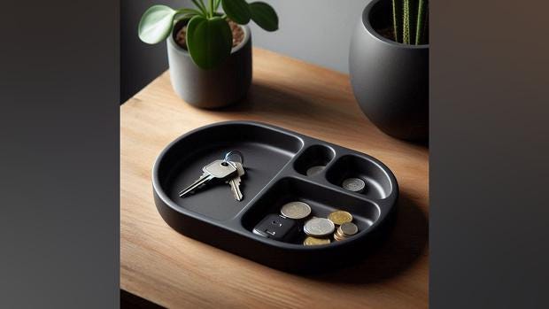 Modern Rounded Key & Coin Tray – Smooth, Simple, and Stylish
