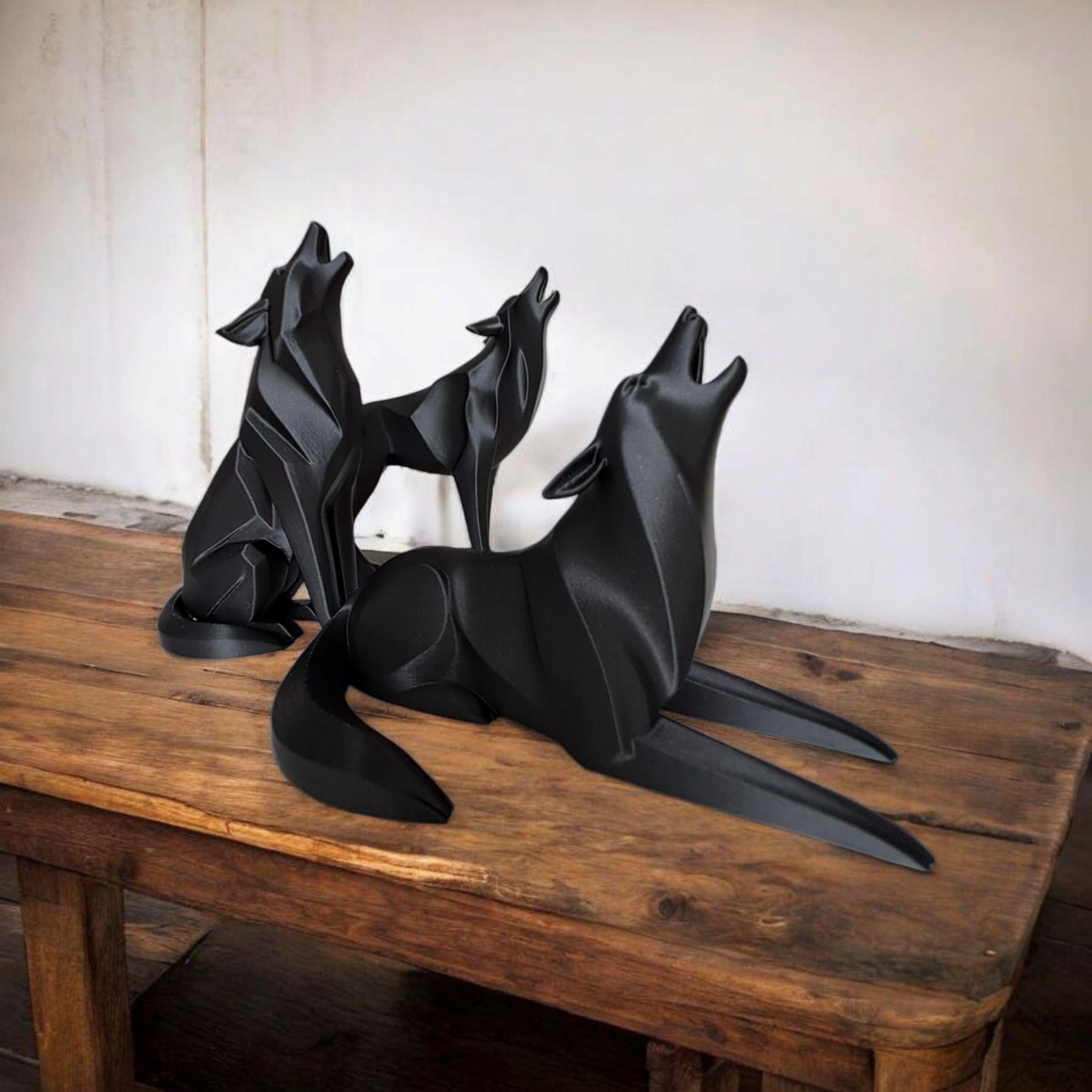 Modern Minimalist Low Poly Wolf, Standing