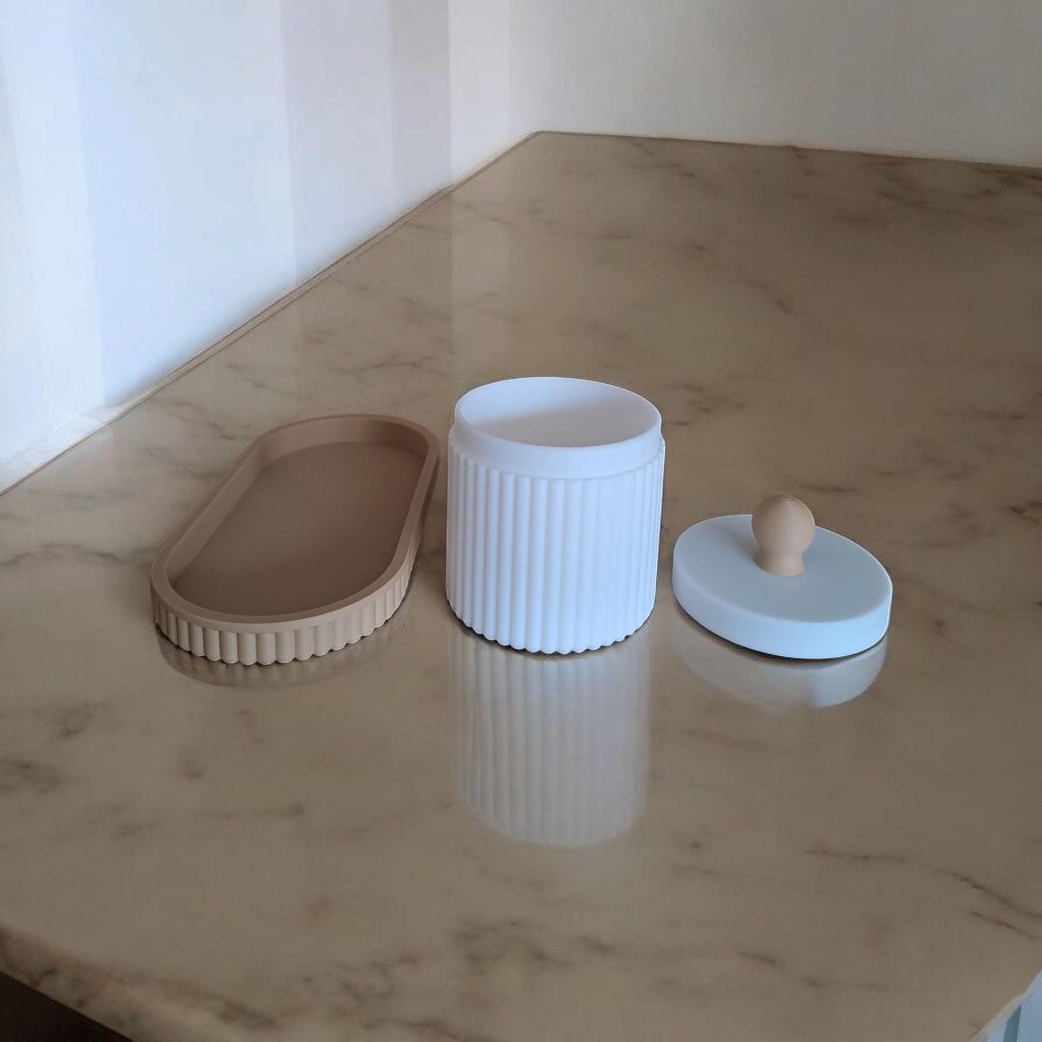 Ribbed Jewelry & Bathroom Organizer Set – Elegant Texture, Thoughtful Design