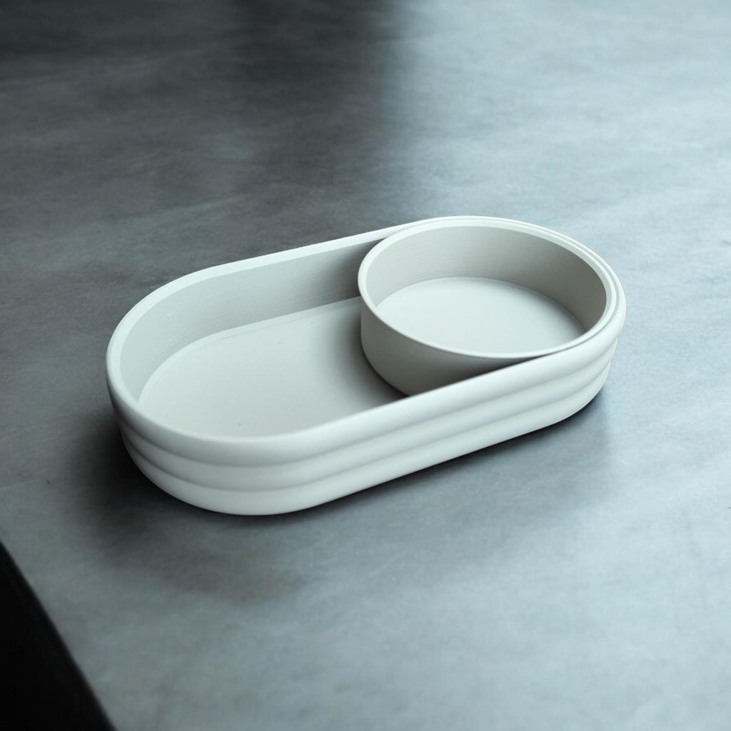 Modern Mid-Century Tray with Sliding Coin Bowl – Retro Elegance Meets Everyday Function