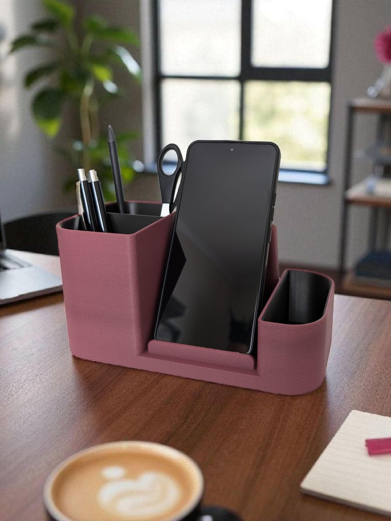 Desk Tidy and Phone Holder – Modern Office Organiser, Multi-Compartment Storage, Gift for Home Office