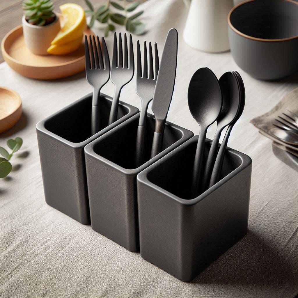 Modern Cutlery Holder – Three Compartments, Endless Style
