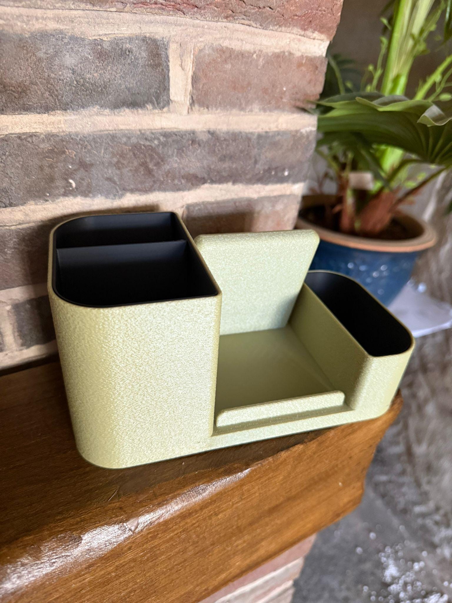 Desk Tidy and Phone Holder – Modern Office Organiser, Multi-Compartment Storage, Gift for Home Office