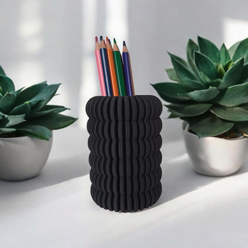 Ribbed Ring Pencil or Toothbrush Cup – Bold Design, Solid Feel