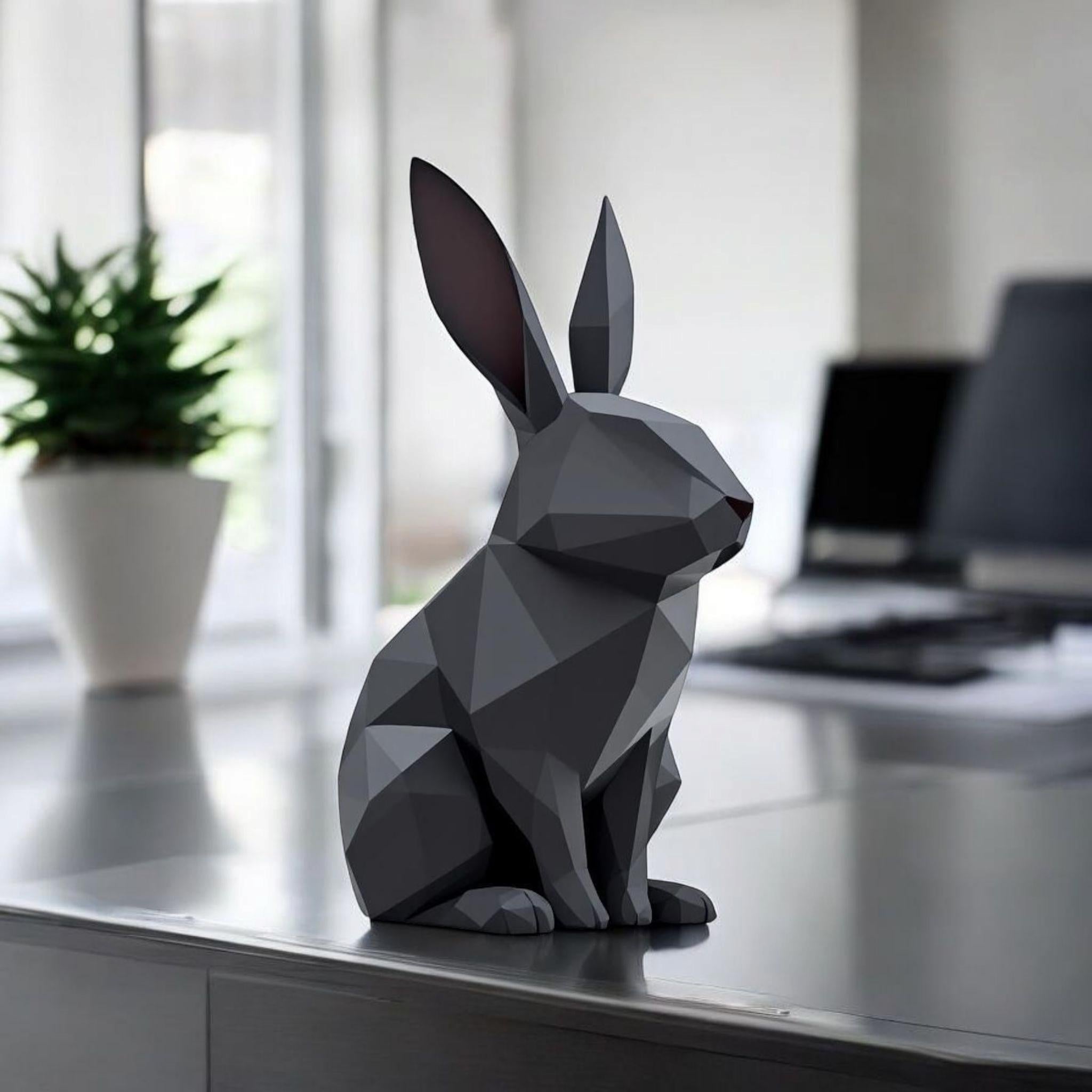 Low Poly Rabbit Sculpture: Modern Minimalist Animal Art