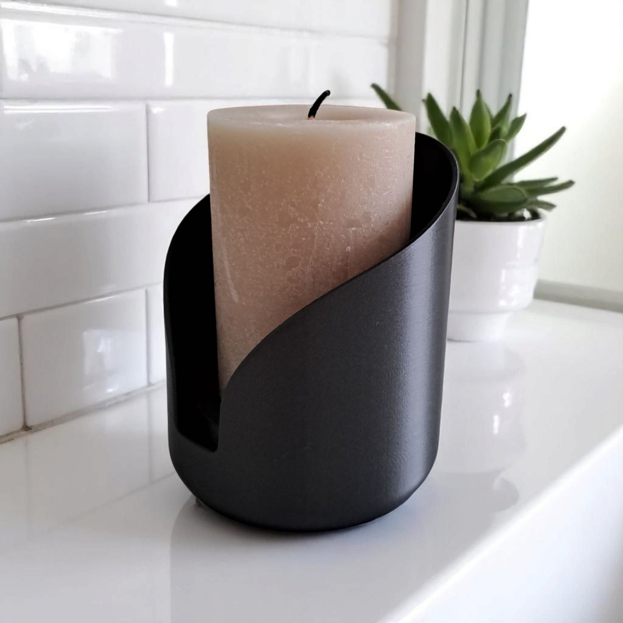 Modern Pillar Candle Holders (Set of 2) | Contemporary LED Candle Stands