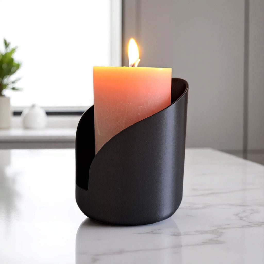 Modern Pillar Candle Holders (Set of 2) | Contemporary LED Candle Stands