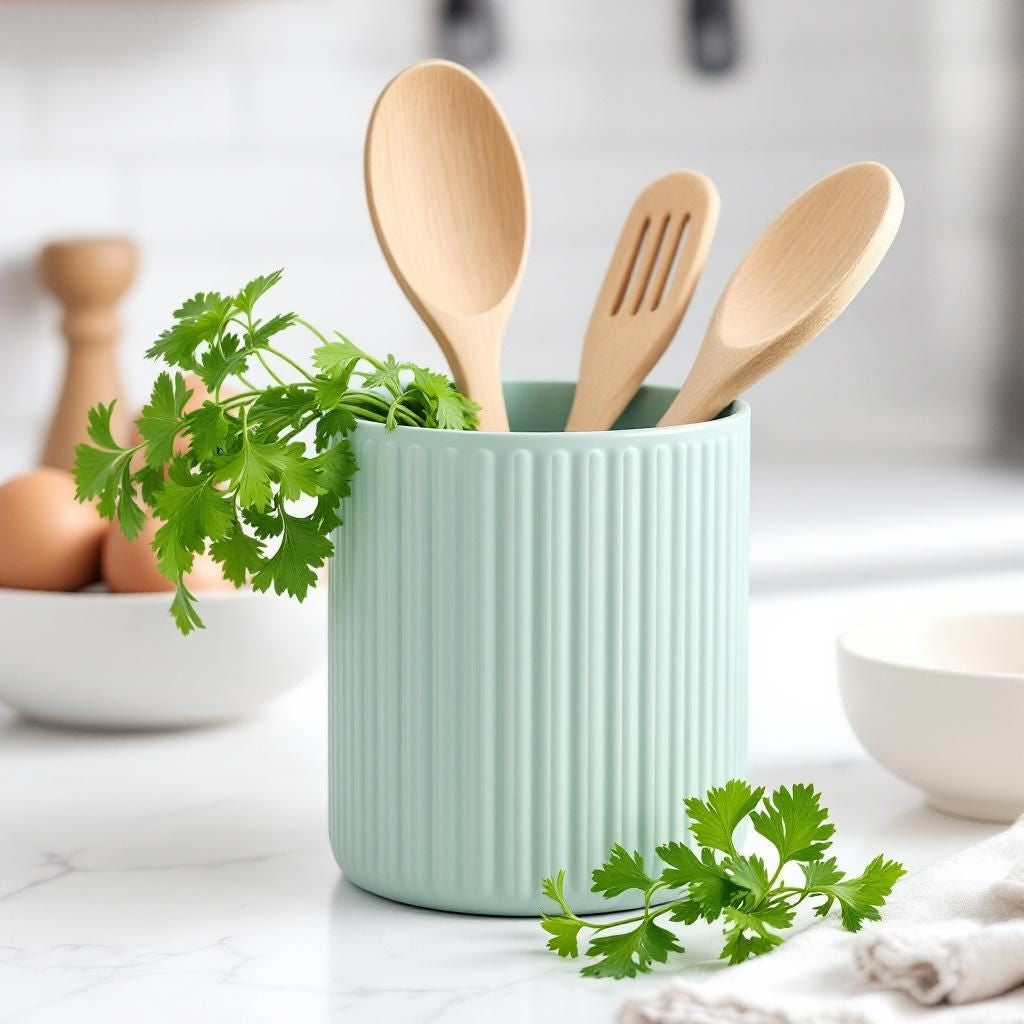 RibWeave – Hygge Ribbed Utensil Holder | Modern Nordic Kitchen Décor