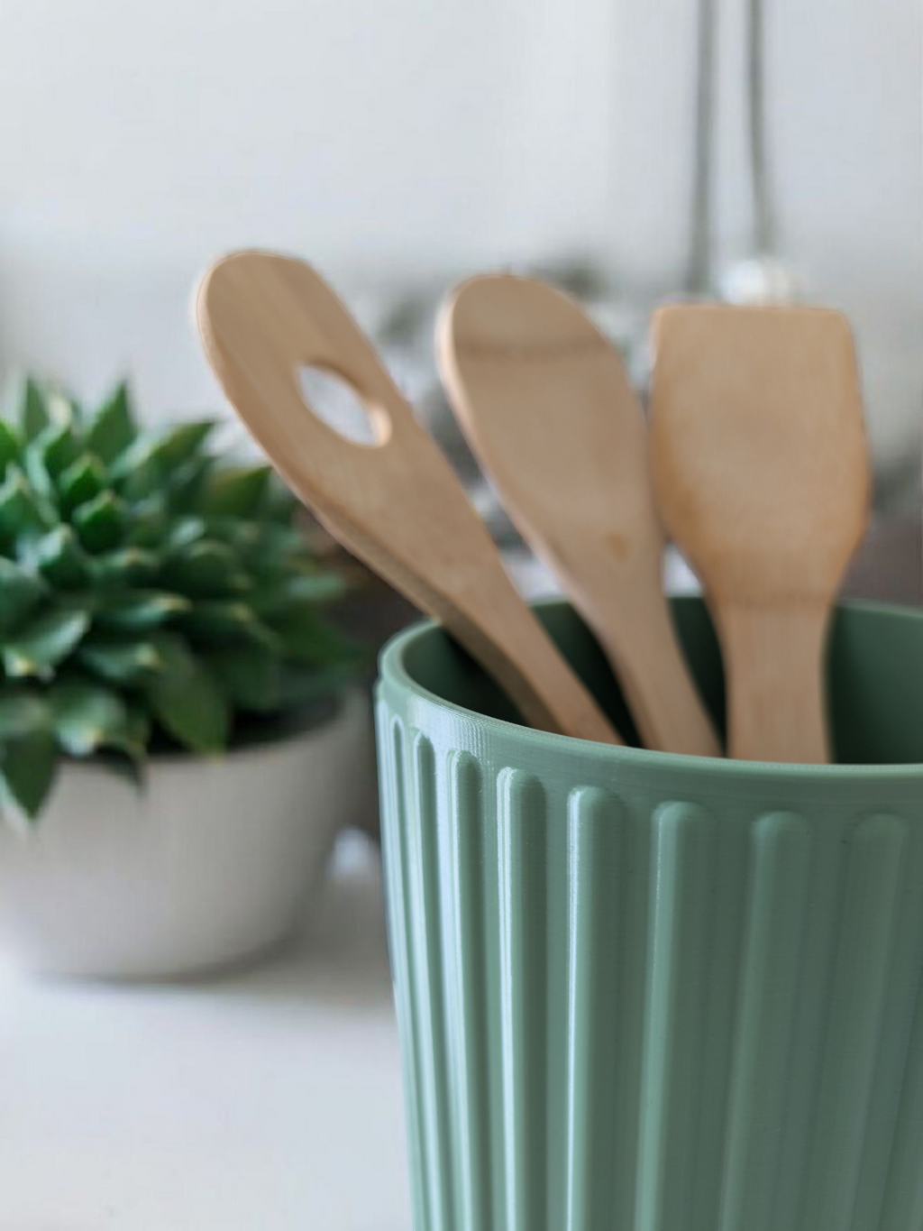 RibWeave – Hygge Ribbed Utensil Holder | Modern Nordic Kitchen Décor