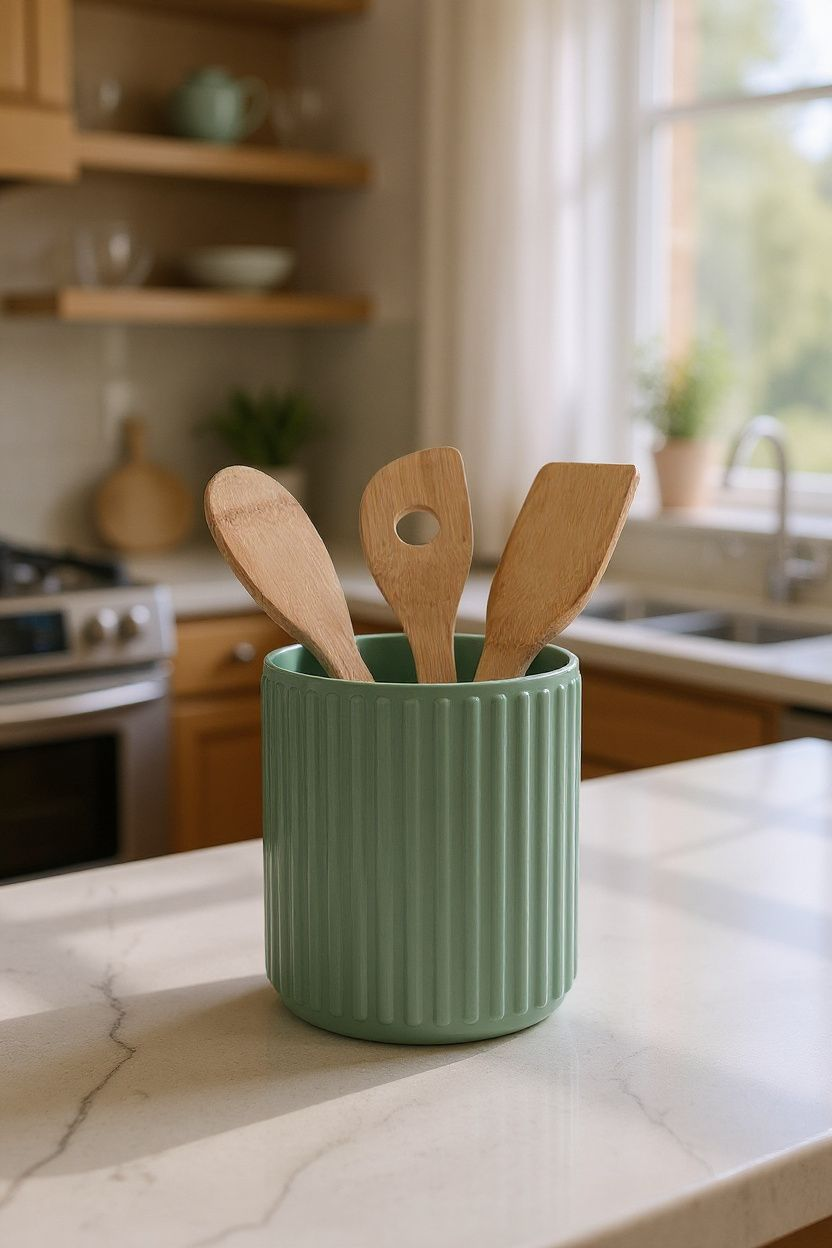 RibWeave – Hygge Ribbed Utensil Holder | Modern Nordic Kitchen Décor