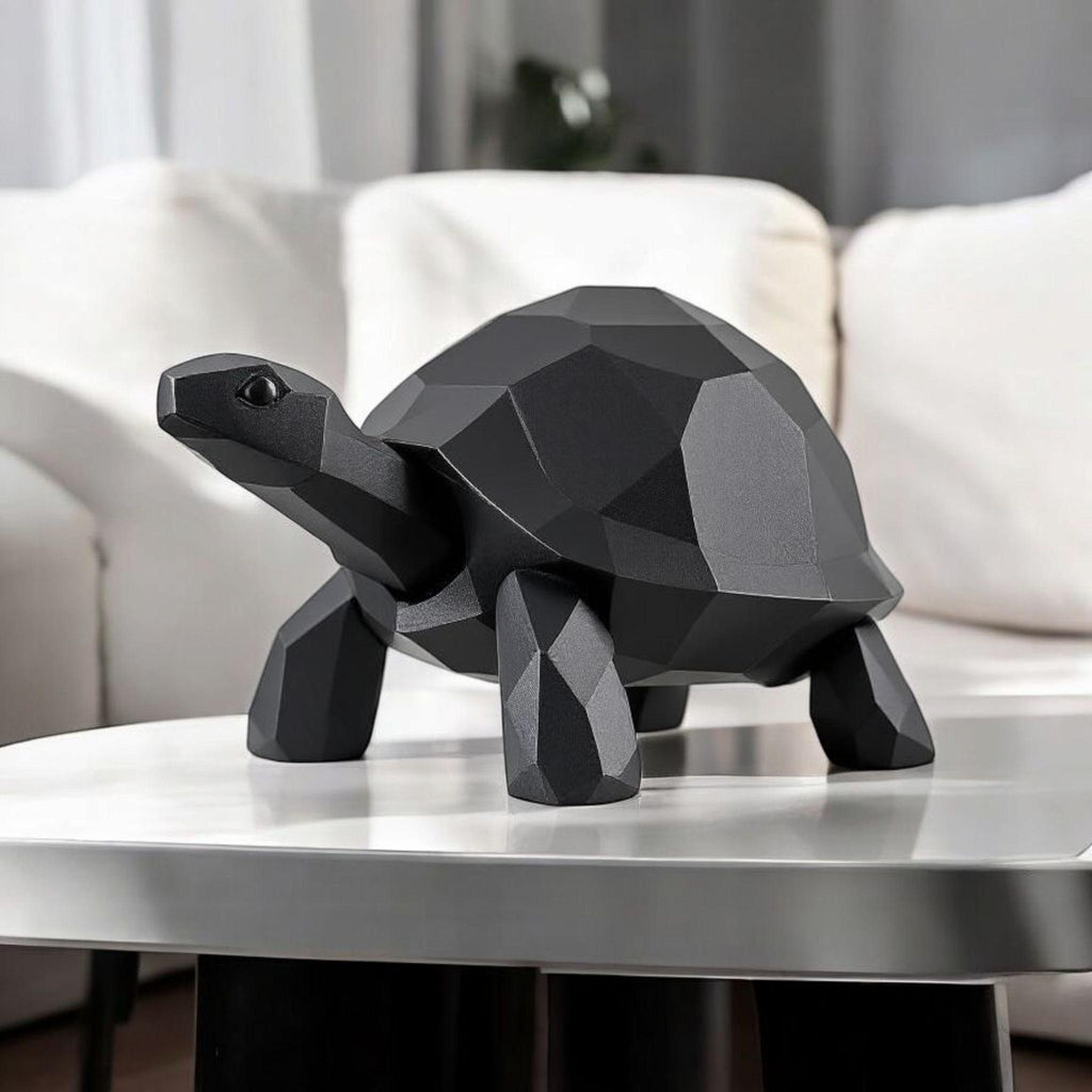 A modern low-poly walking turtle — minimalist design meets nature’s charm.