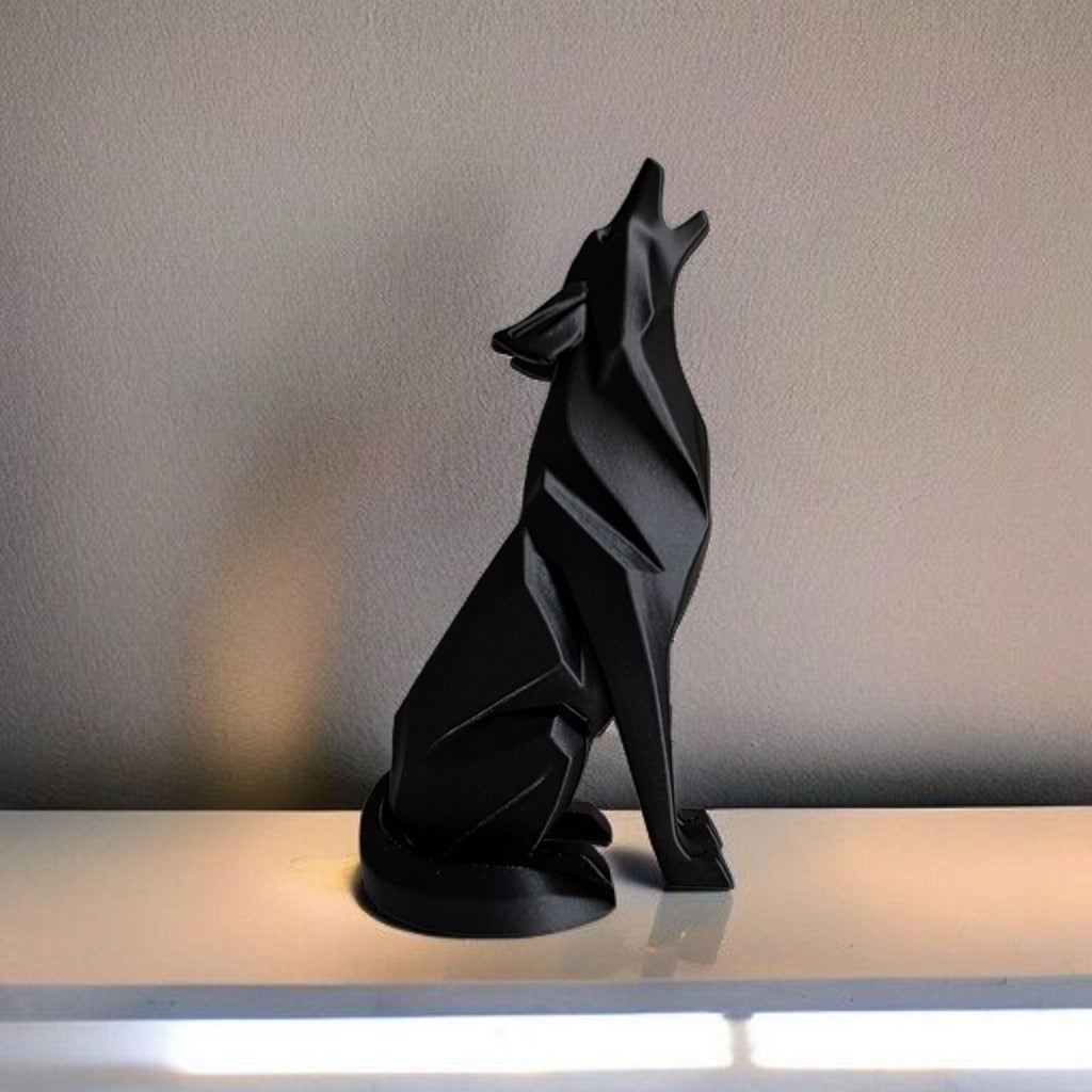 Modern Minimalist Low Poly Wolf, Sitting