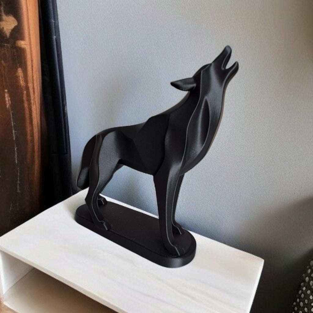 Modern Minimalist Low Poly Wolf, Standing