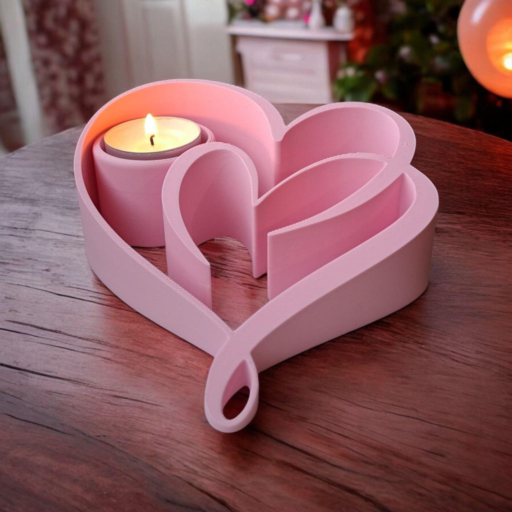 Two Hearts Romantic Tealight Holder with Free LED Tealight