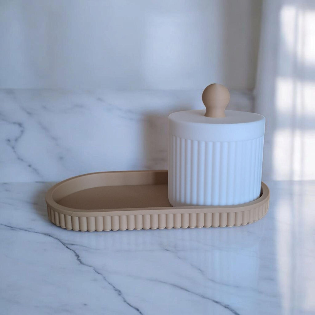 Ribbed Jewelry & Bathroom Organizer Set – Elegant Texture, Thoughtful Design