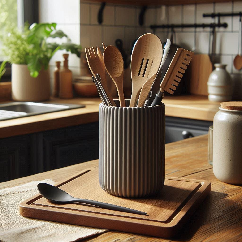 Ribbed Kitchen Utensil Holder – Stylish Form, Everyday Function