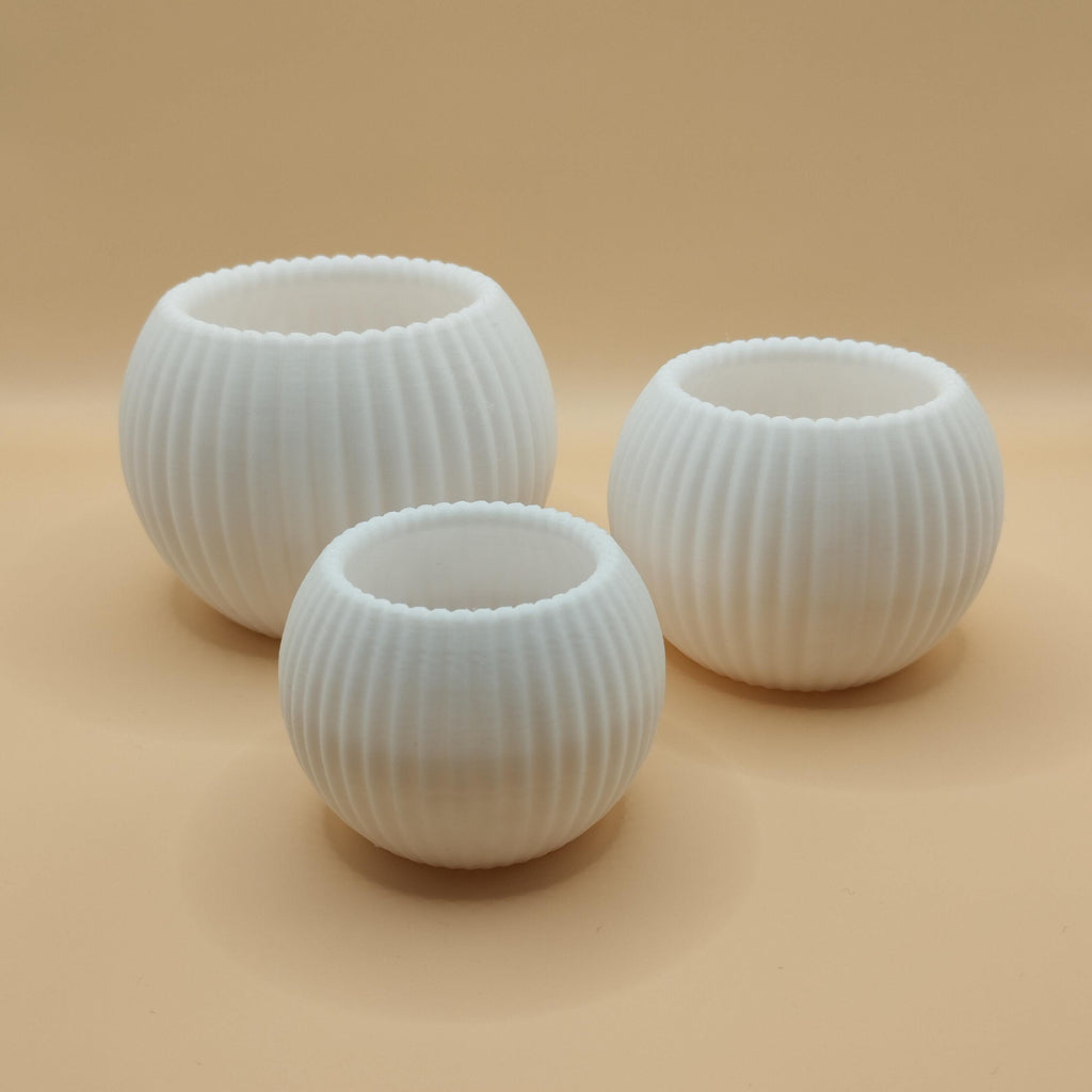 Modern Round Ribbed Candle, (LED) Tealight Holder Set
