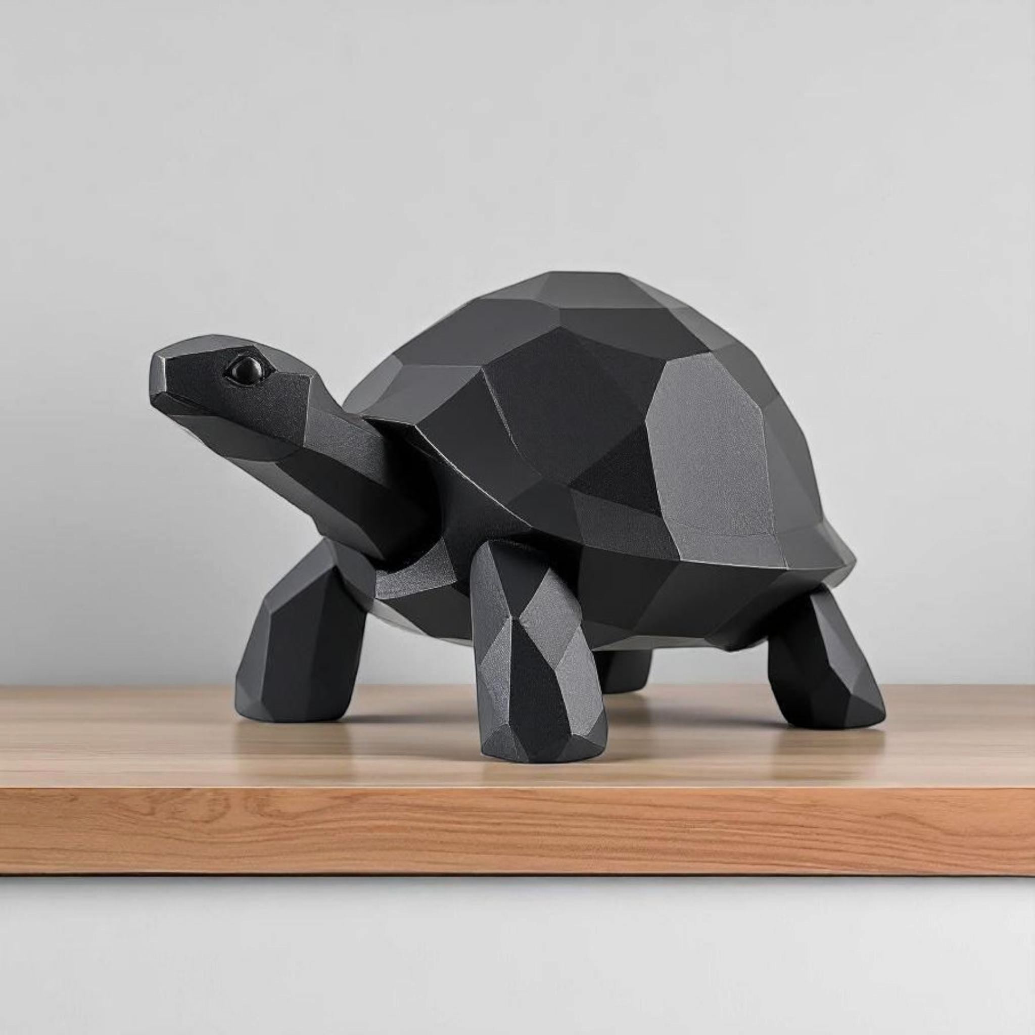 A modern low-poly walking turtle — minimalist design meets nature’s charm.