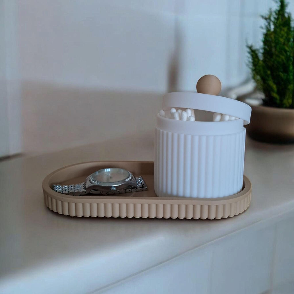 Ribbed Jewelry & Bathroom Organizer Set – Elegant Texture, Thoughtful Design