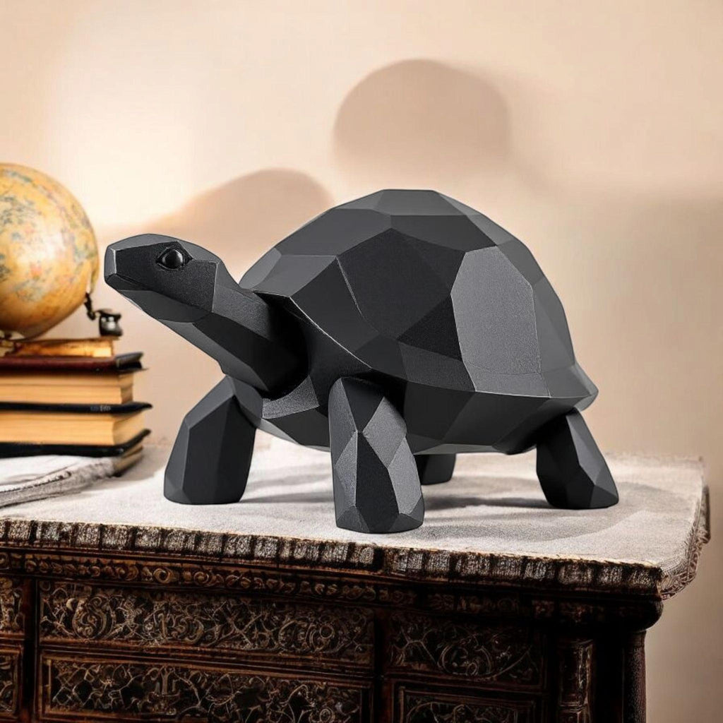 A modern low-poly walking turtle — minimalist design meets nature’s charm.