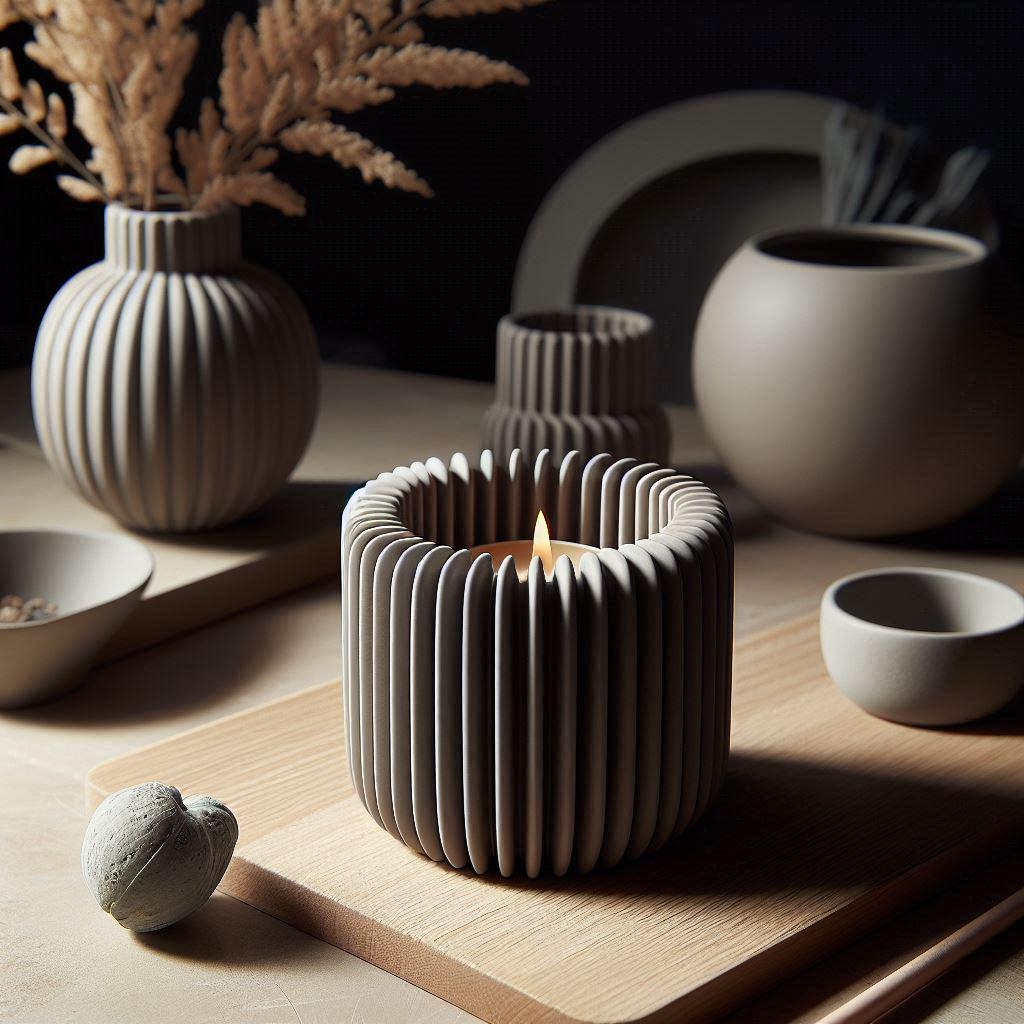 Modern Ribbed Design Candle, Tealight Holders, Set of two.